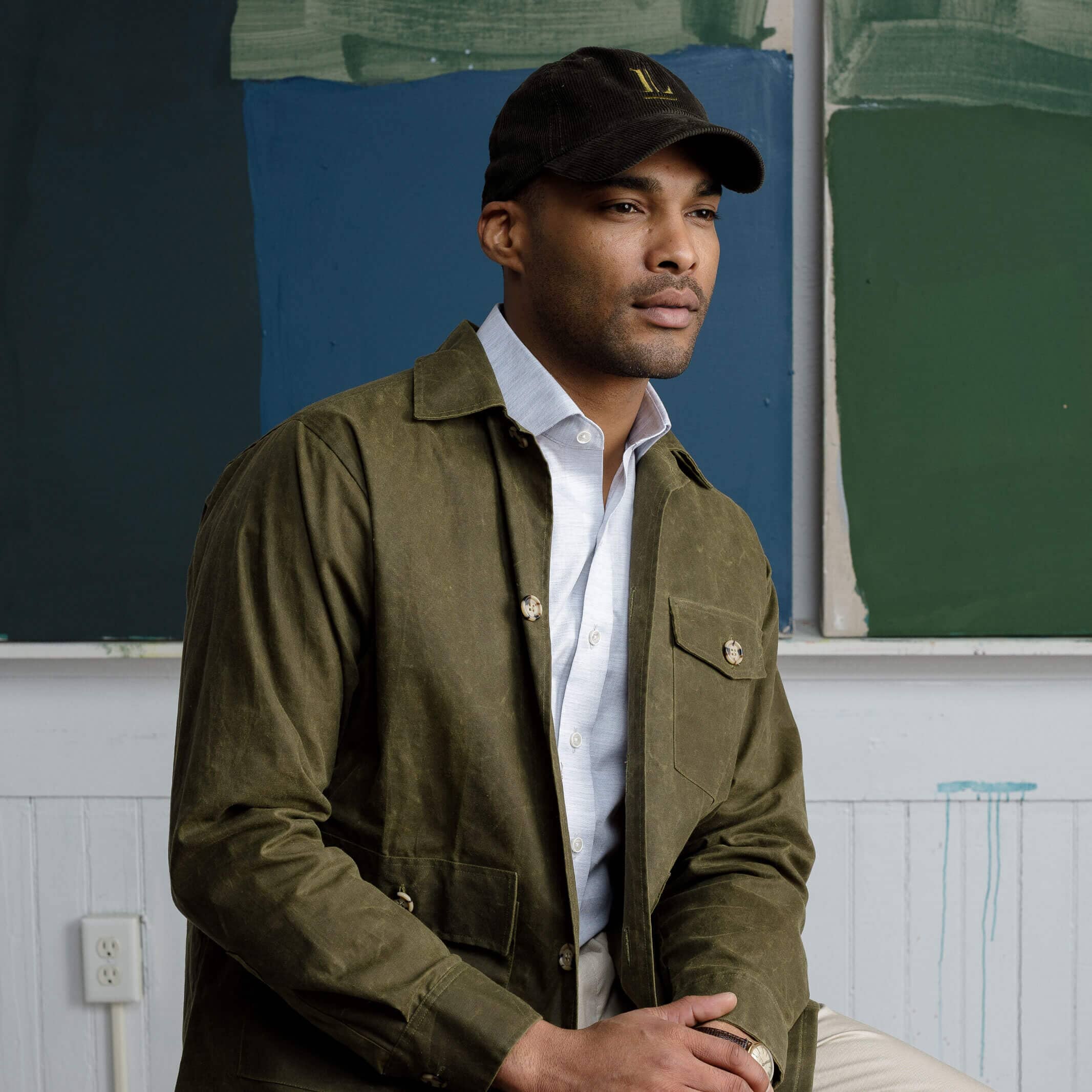 Ledbury Dark Olive Corduroy Hat Accessories- Ledbury