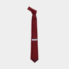 Full length back view of the Red Barone silk tie — 58 inches, modern width by Ledbury