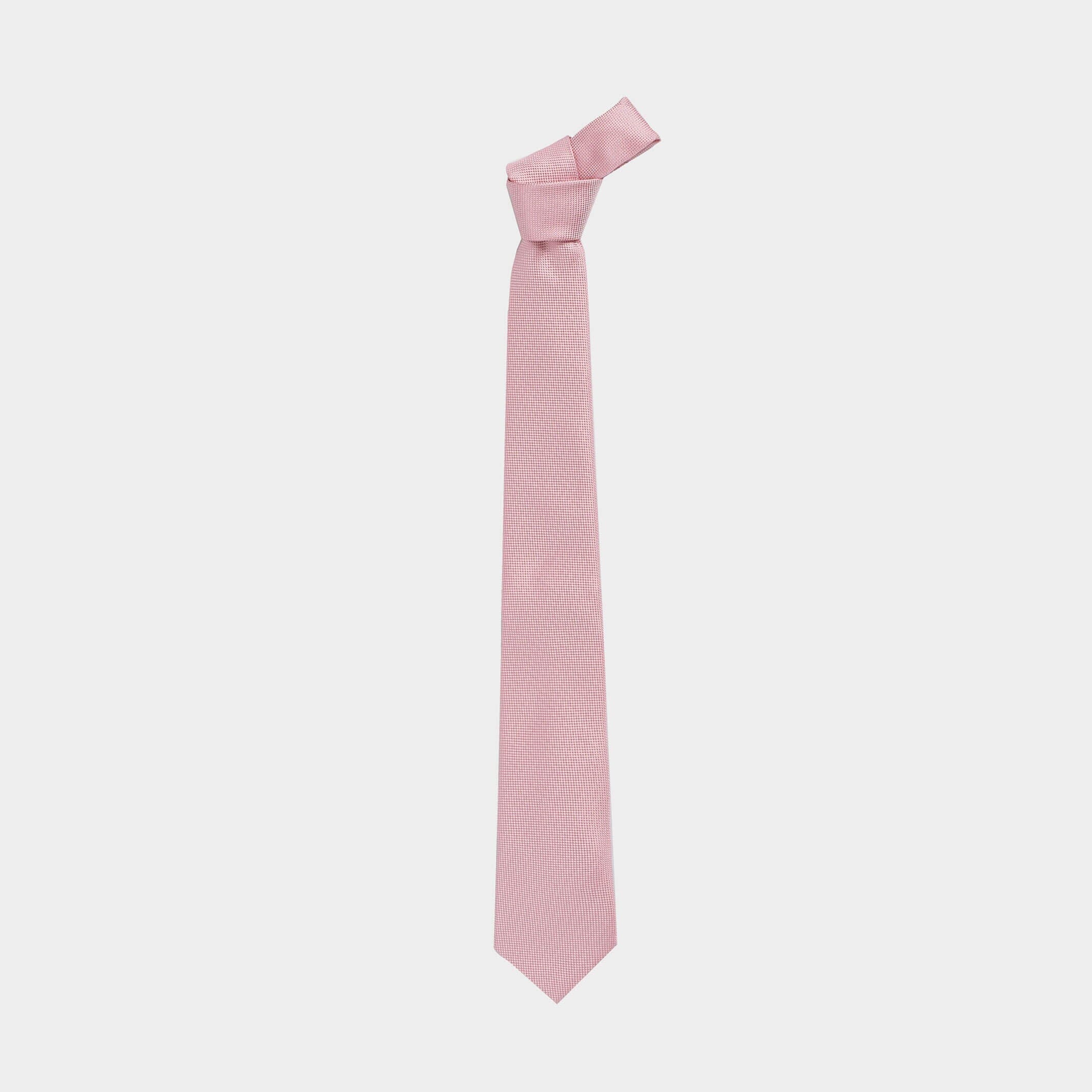 Full length view of the Pink Barone silk tie — 58 inches, modern width by Ledbury