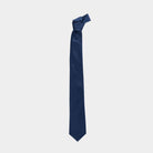Full length view of the Blue Barone silk tie — modern width by Ledbury