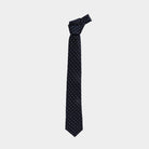 Full length view of the Navy Sarto silk tie — modern width by Ledbury