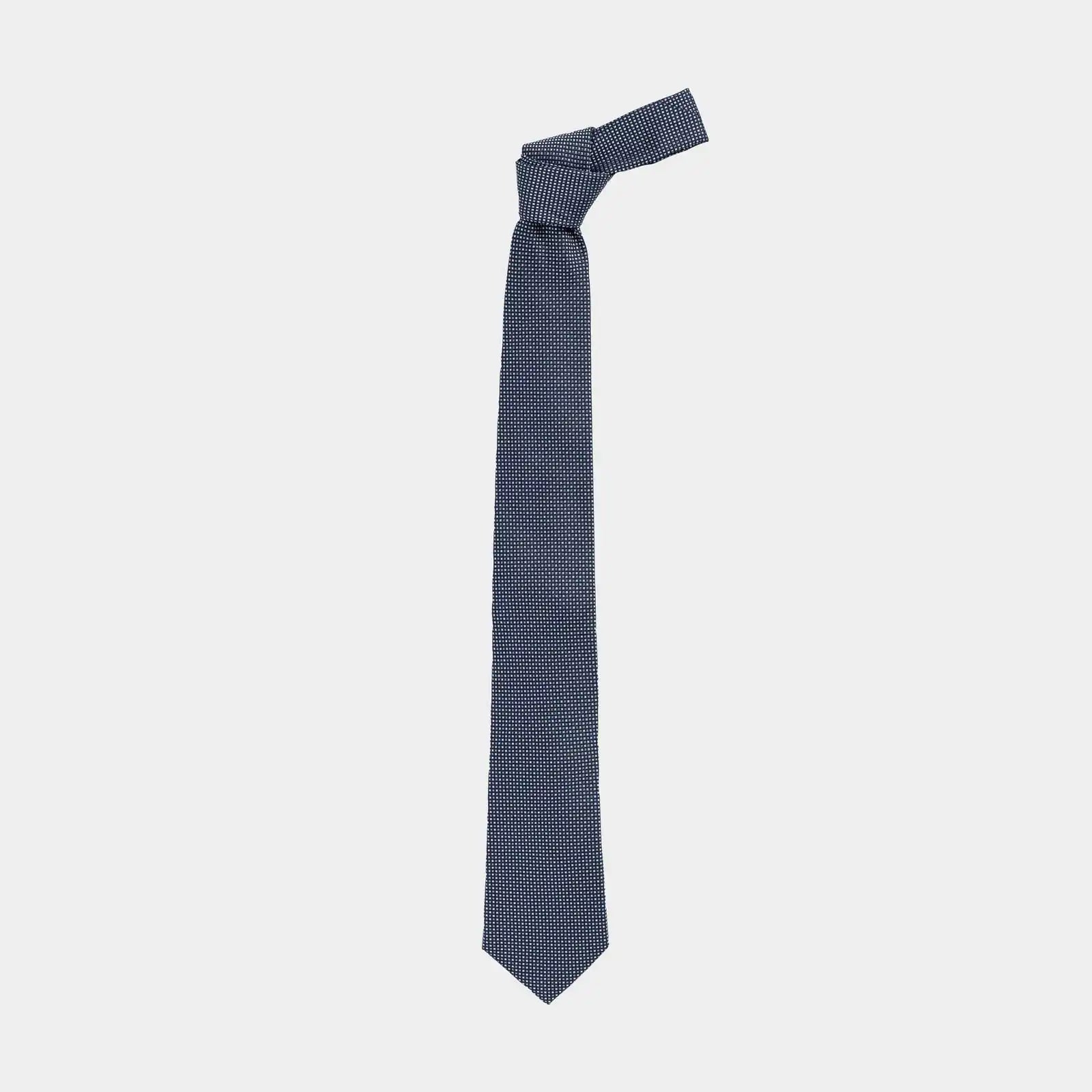 Navy silk dot tie — Ledbury Durante, made in Italy