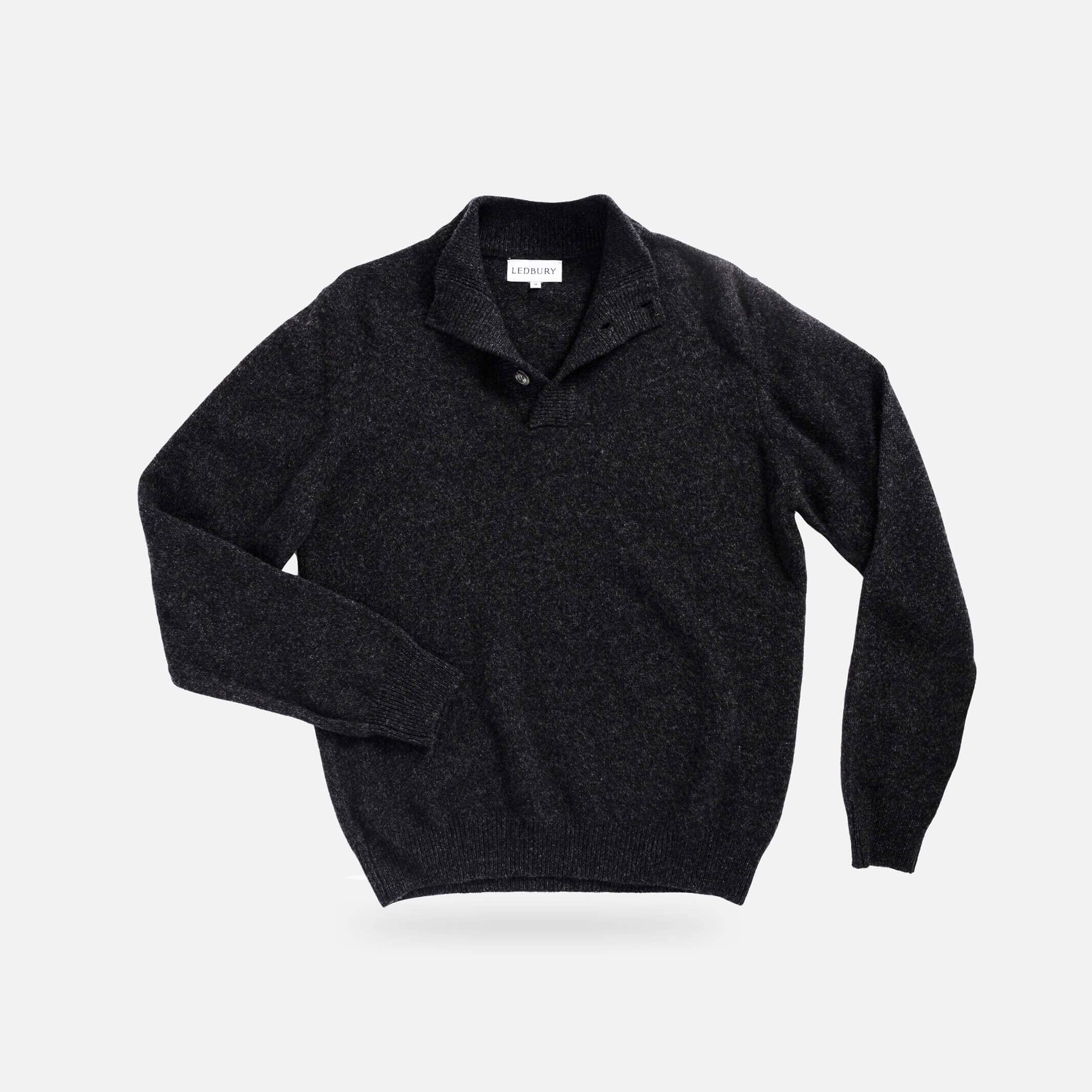 Dark Grey Brewer Mock Neck Sweater – front view - Ledbury