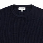 Navy Walden Thermal Crew Sweater – Merino Wool Fabric Close-Up | Ledbury