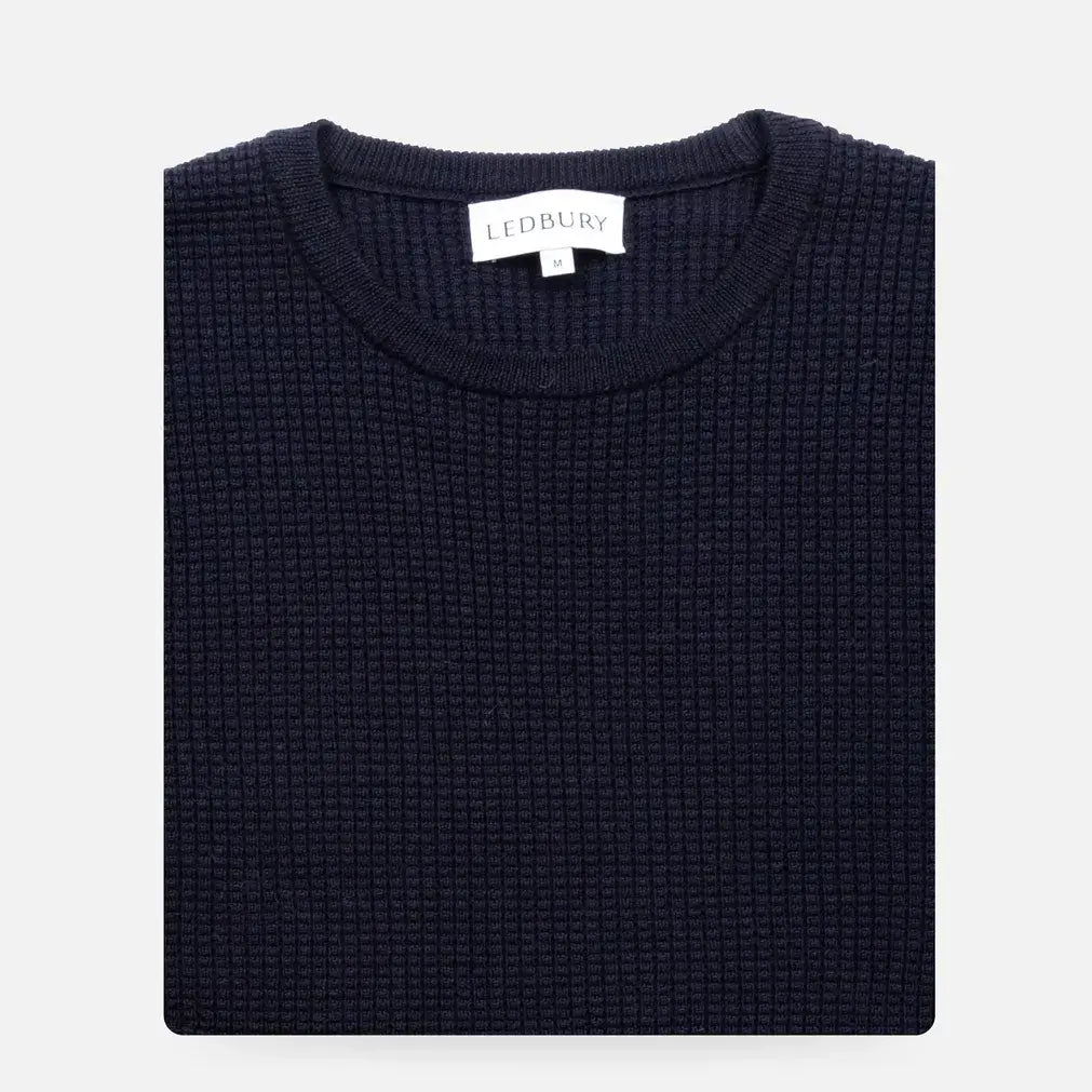 Navy Walden Thermal Crew Sweater – Folded | Ledbury