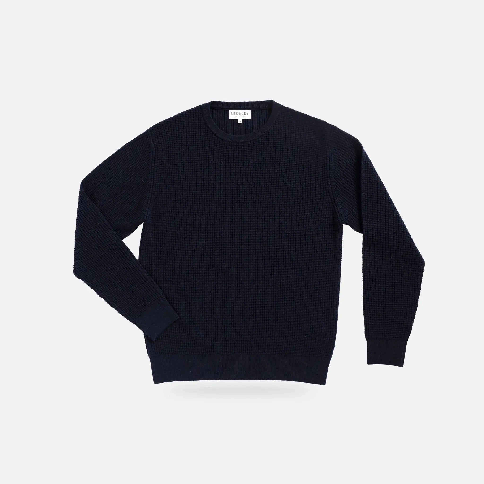 Navy Walden Thermal Crew Sweater – Front View | Ledbury