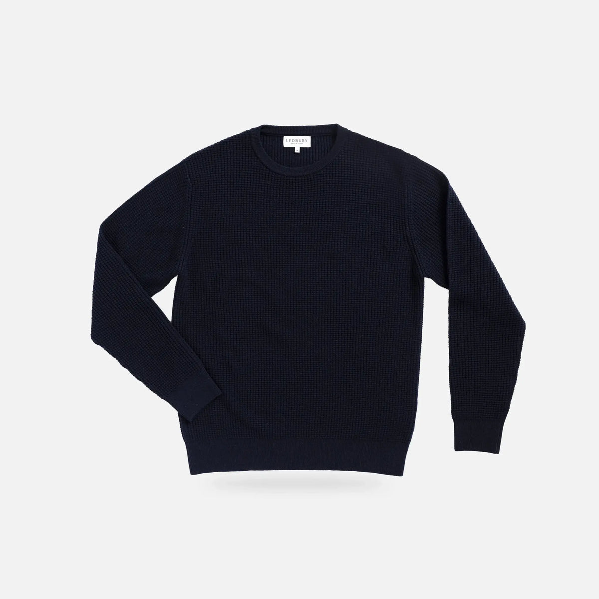 Navy Walden Thermal Crew Sweater – Front View | Ledbury
