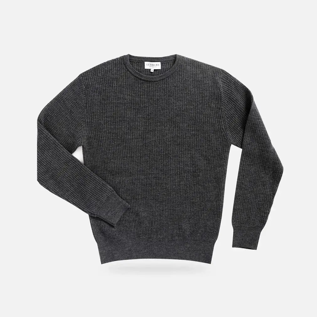 Dark Grey Walden Thermal Crew Sweater – Front View | Ledbury