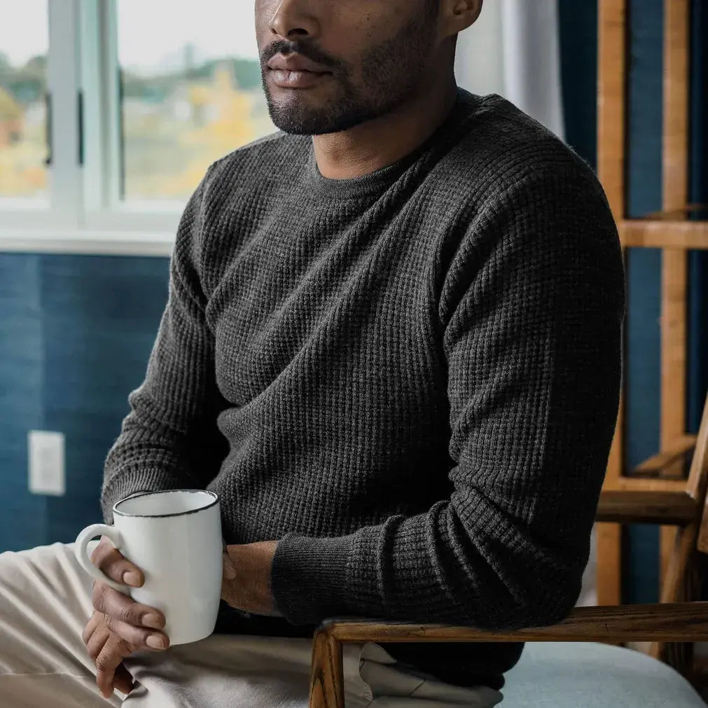 Dark Grey Walden Thermal Crew Sweater – Lifestyle | Ledbury
