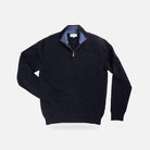 Men's Navy Ashton merino cashmere quarter-zip sweater — front view