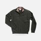 Men's Forest Ashton merino cashmere quarter-zip sweater in forest green — front view