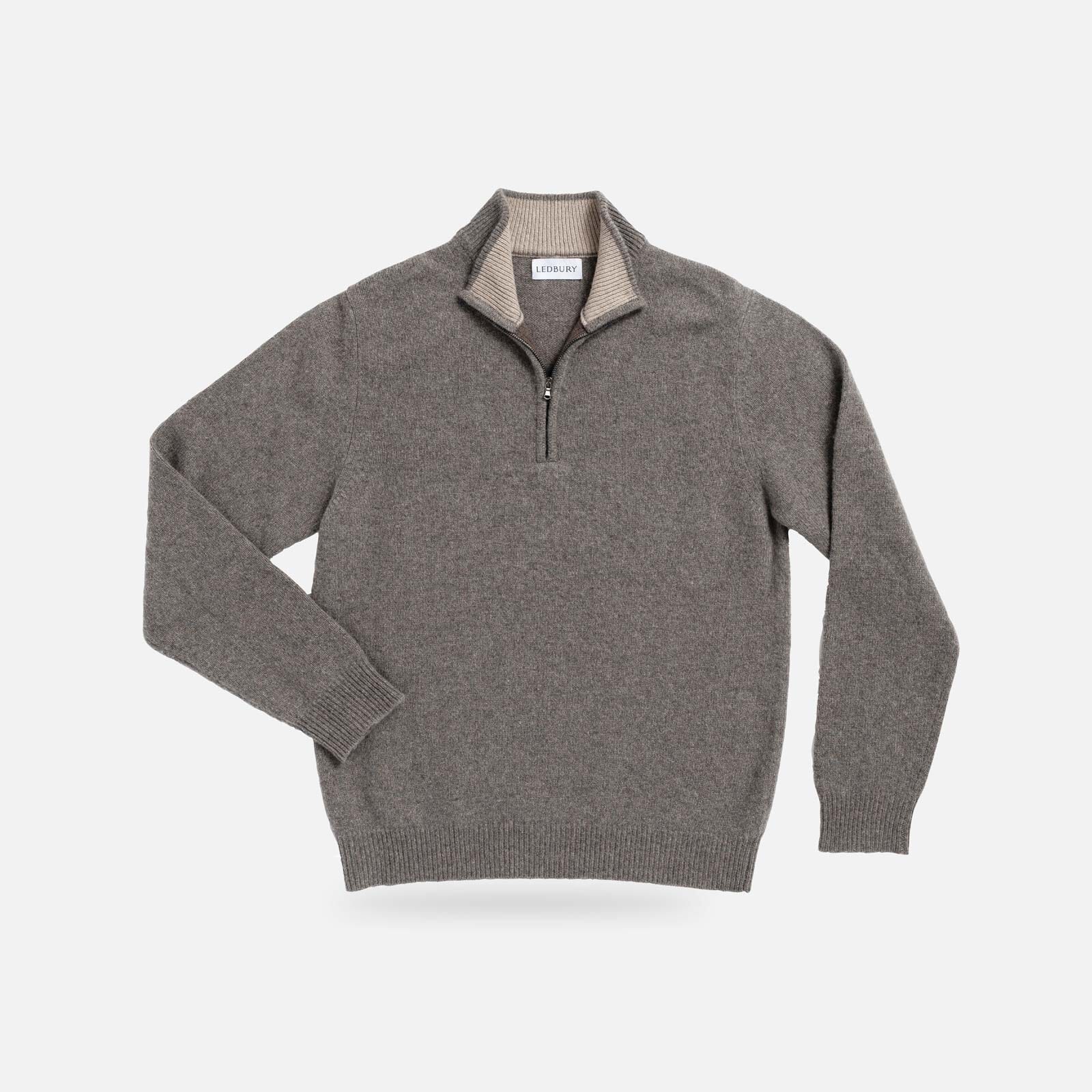 Men's Seal Heather Ashton merino cashmere quarter-zip sweater — front view