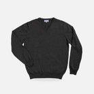 Men's Charcoal Heather Emmons extrafine wool V-neck sweater — front view