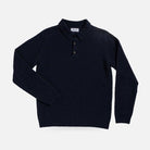 Men's Navy Atwood knit collar polo sweater — front view