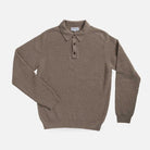 Men's Soft Brown Atwood knit collar polo sweater — front view