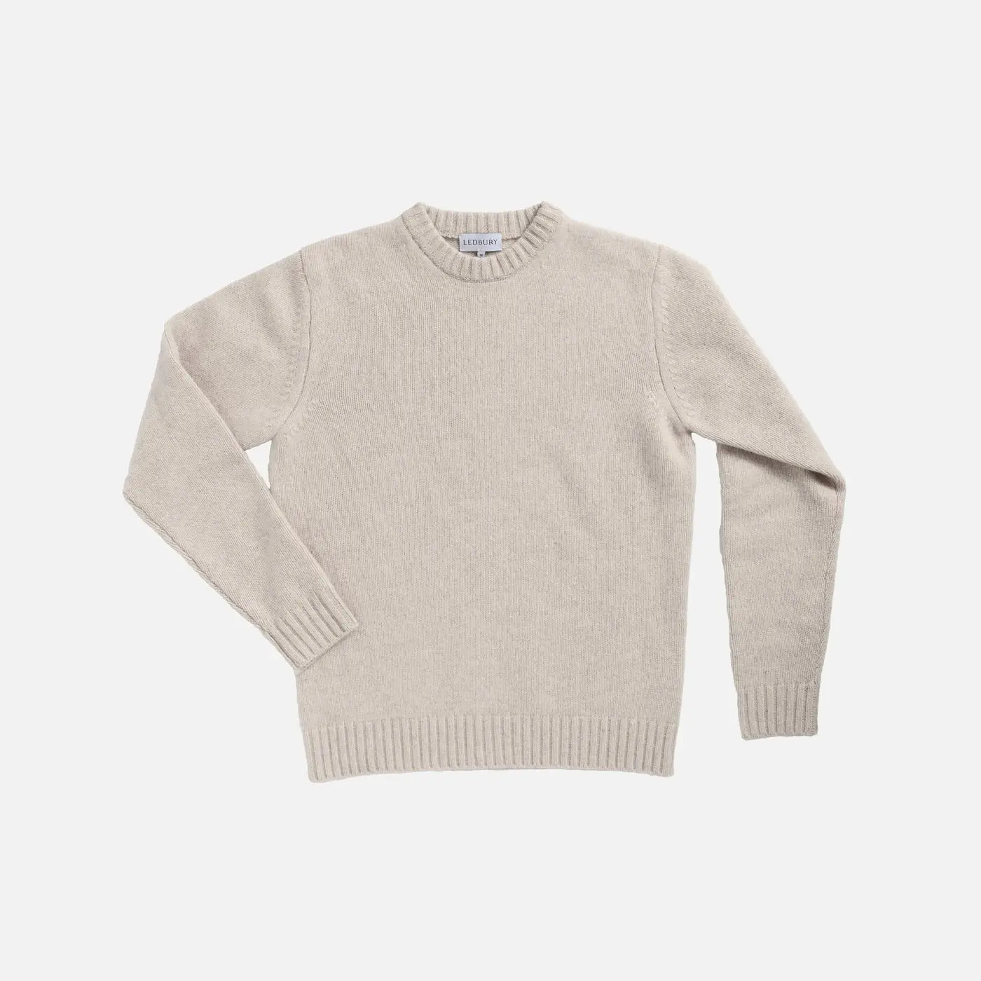 Men's Beige Boden Crew merino wool sweater — front view