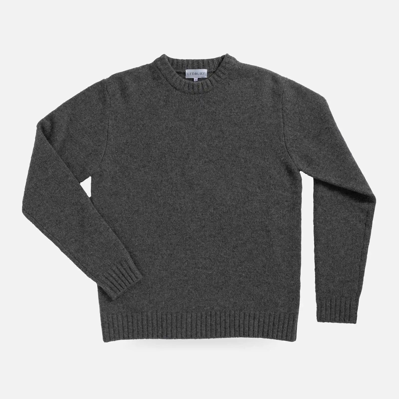 Men's Charcoal Boden Crew merino wool sweater — front view