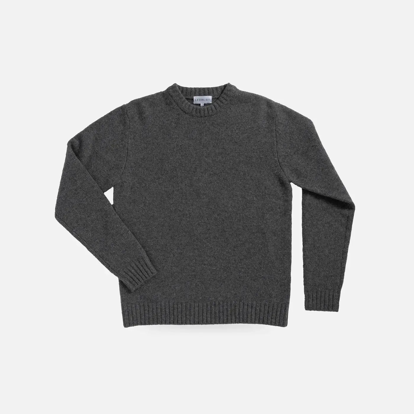 Men's Charcoal Boden Crew merino wool sweater — front view