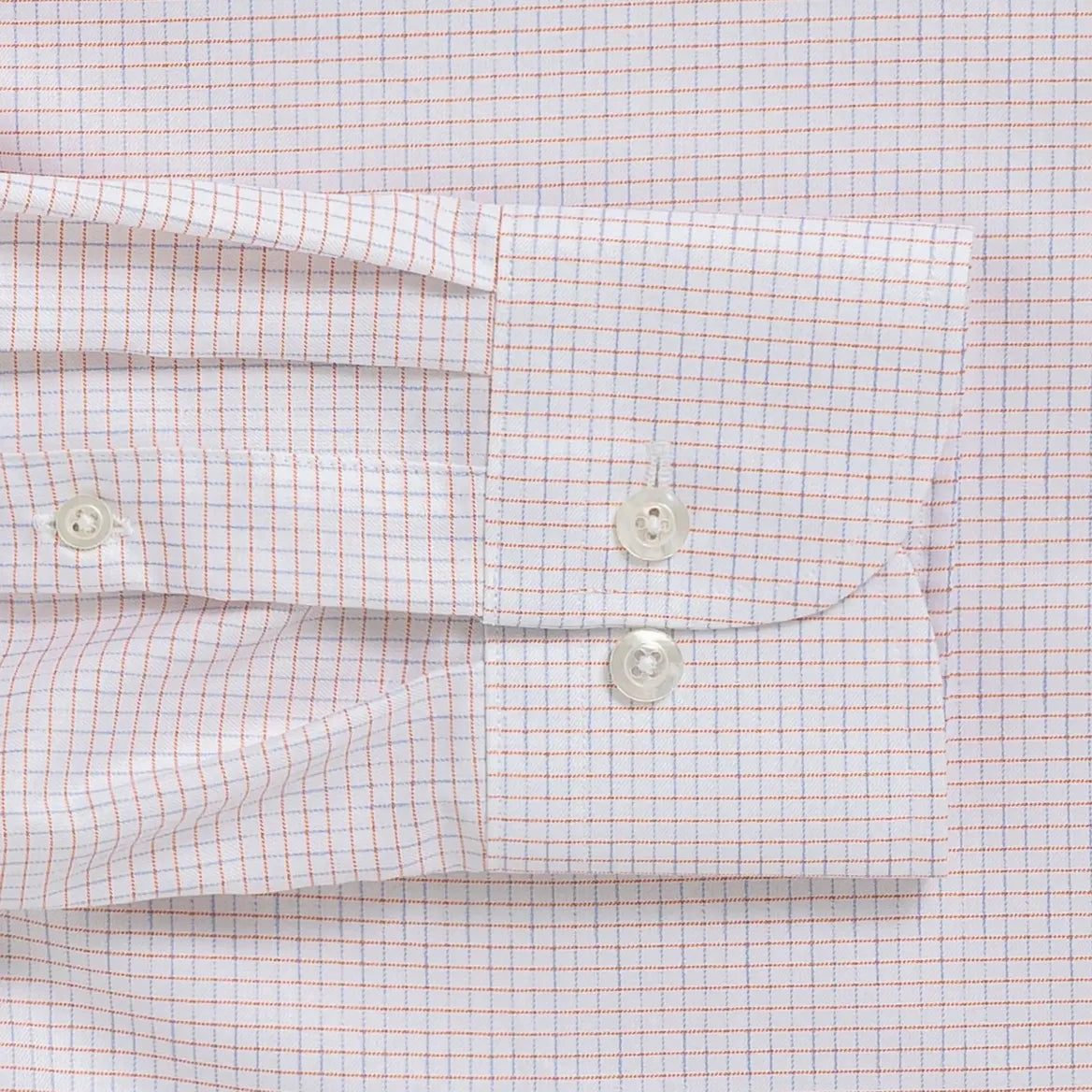 Kentland Check shirt with blue and orange yarns - European-woven 100% cotton twill