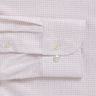 Kentland Check shirt with blue and orange yarns - European-woven 100% cotton twill