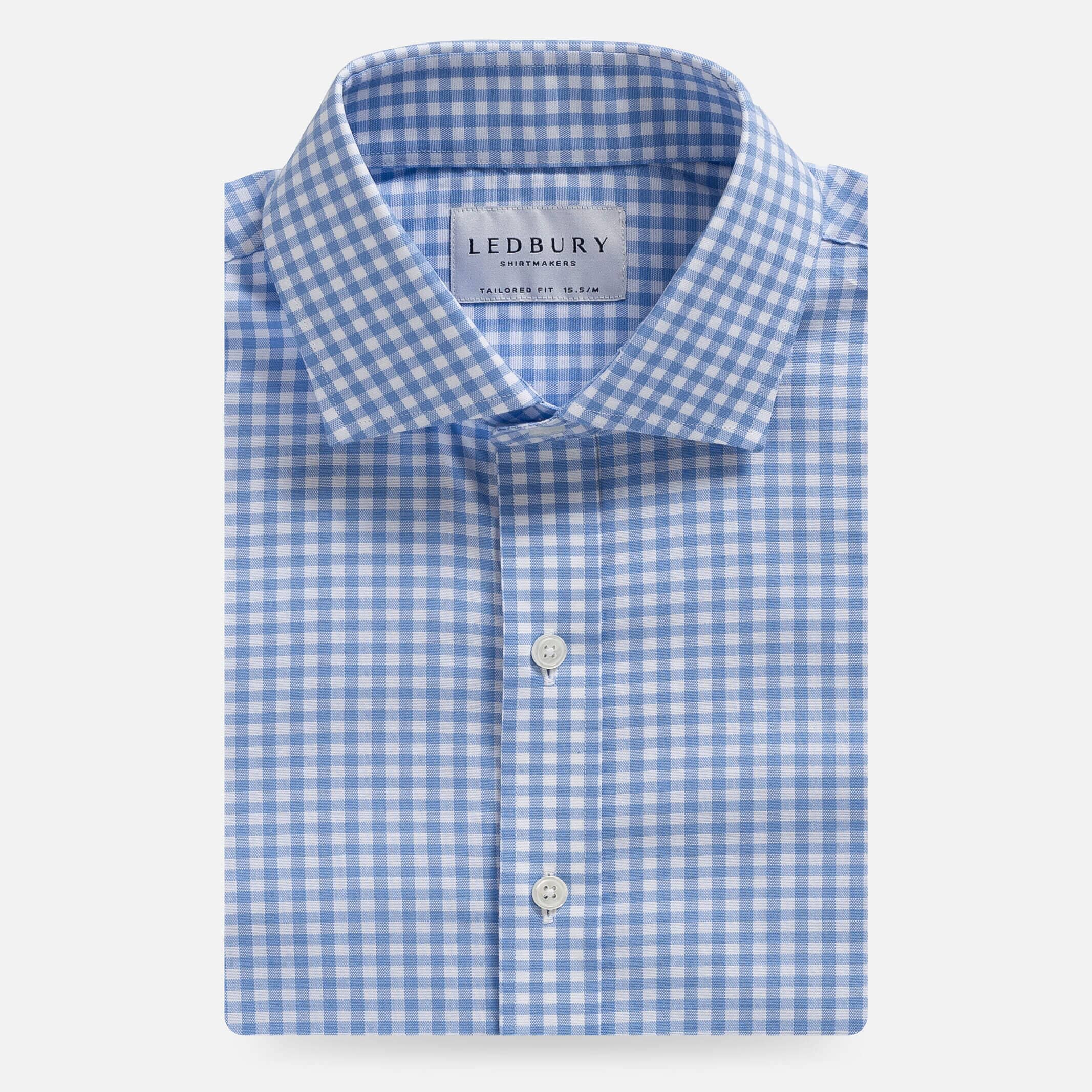 The Sky Blue Beck Oxford Gingham Dress Shirt Dress Shirt- Ledbury