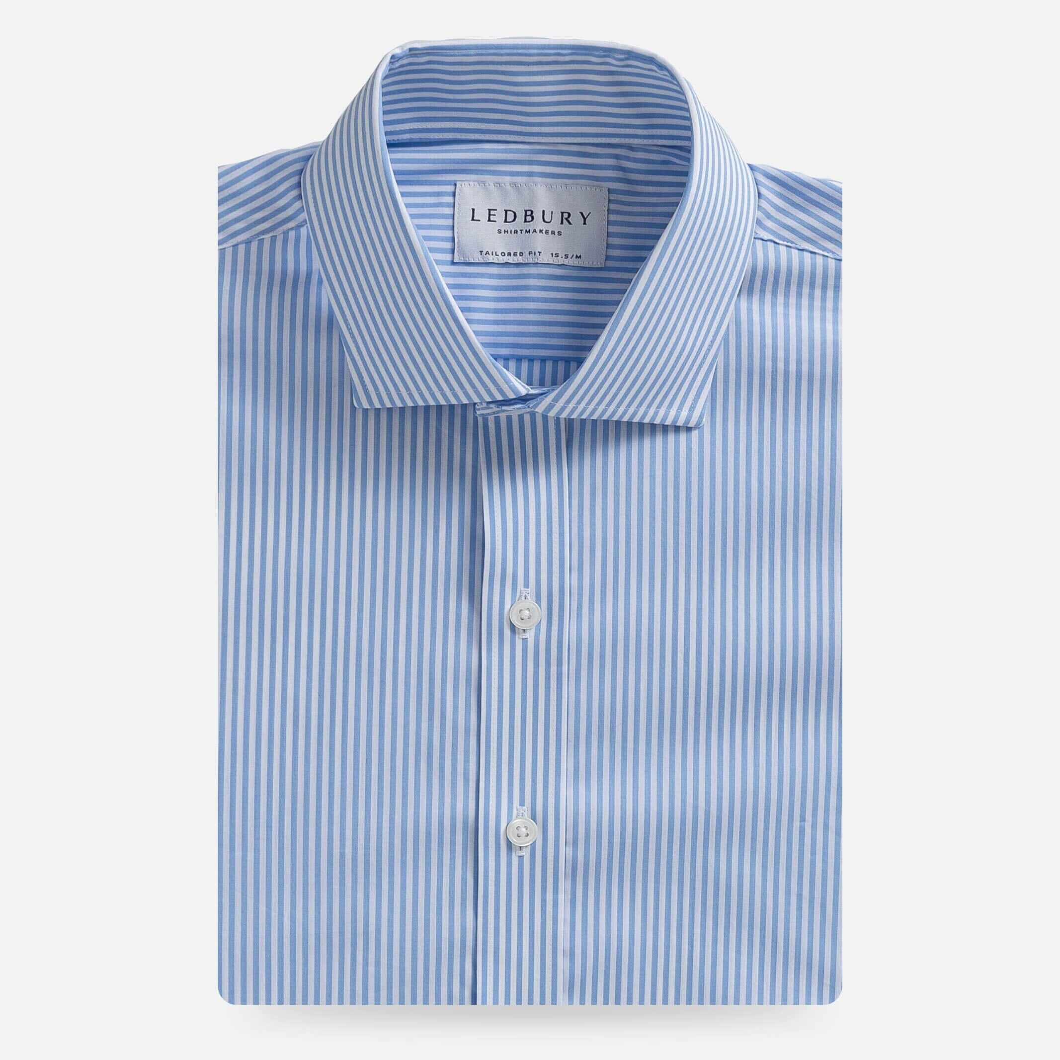 The Light Blue Broughton Stretch Poplin Custom Shirt Custom Dress Shirt- Ledbury