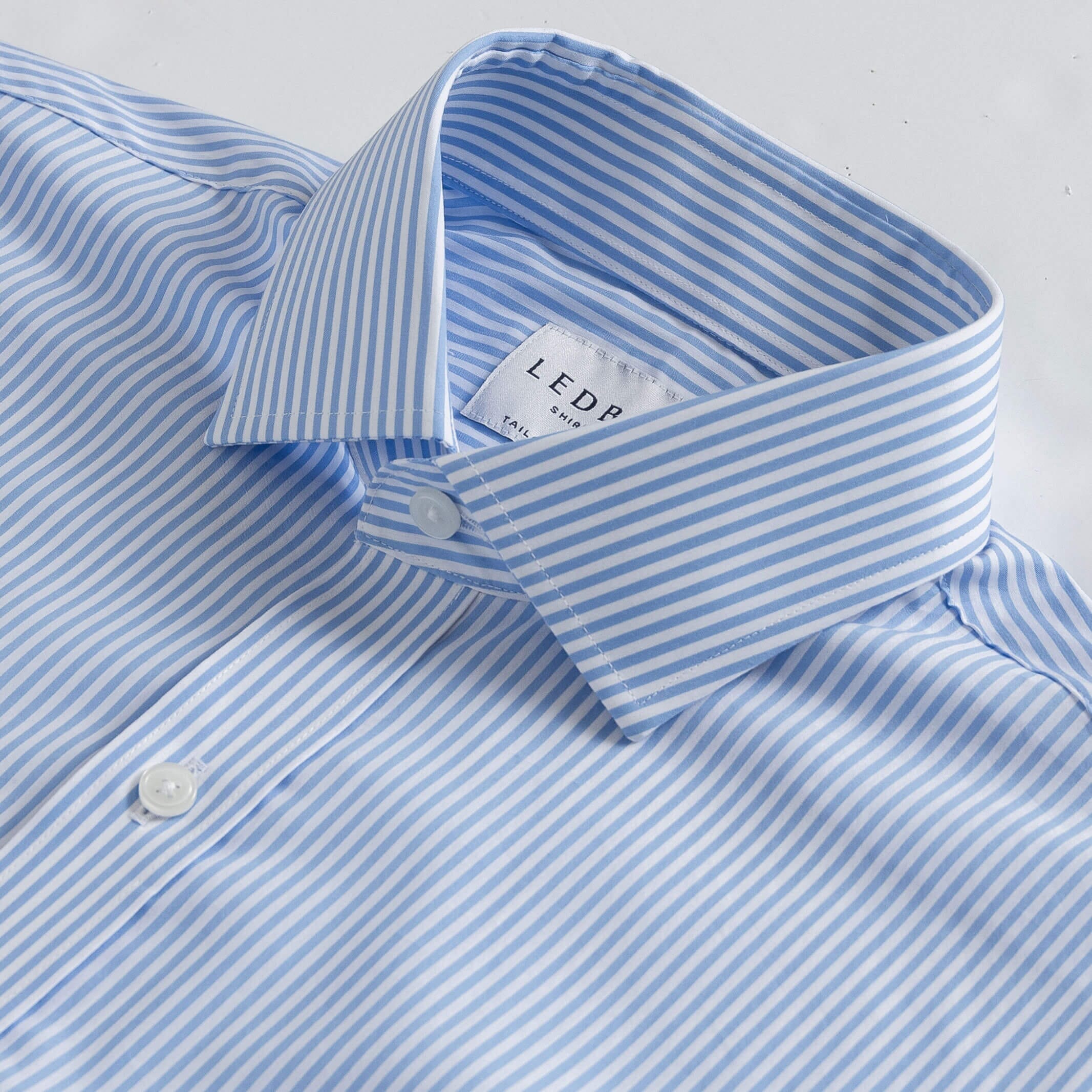 The Light Blue Broughton Stretch Poplin Custom Shirt Custom Dress Shirt- Ledbury