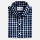 The Navy Blue Miller Check Custom Shirt Custom Casual Shirt- Ledbury