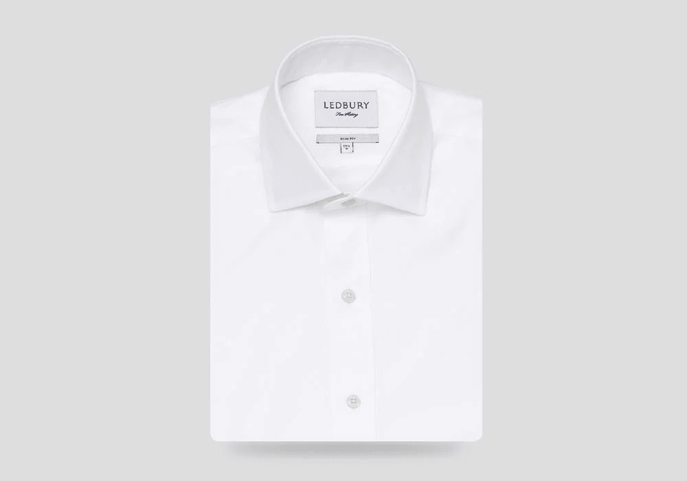 The White Fine Twill Mid-Spread Dress Shirt Dress Shirt- Ledbury
