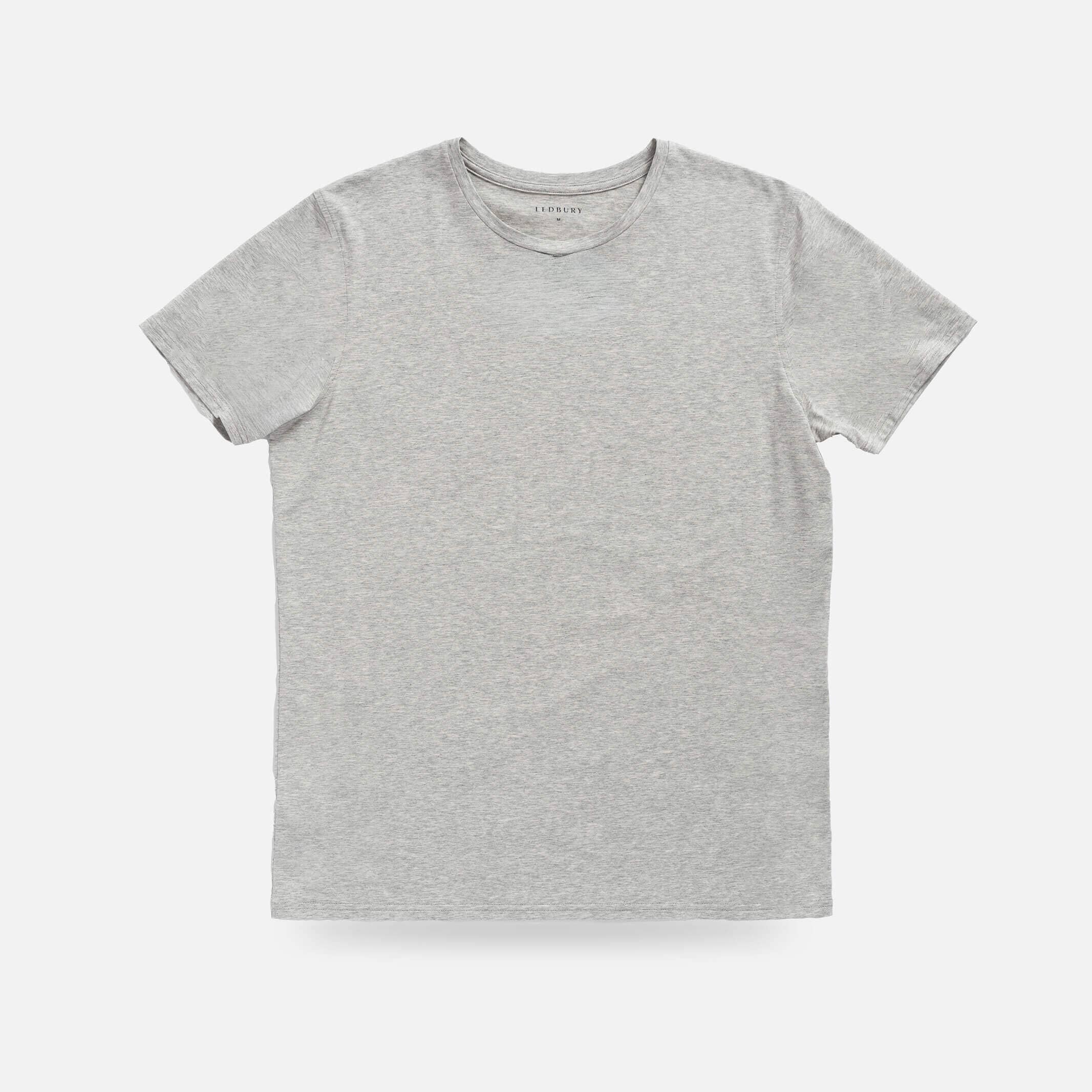 Ledbury Heather Grey Crew Neck Undershirt – front view, low-contrast under dress shirts, cotton modal blend