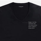 Ledbury Black V Neck Undershirt – fabric detail, 47% cotton 47% modal 6% spandex jersey knit