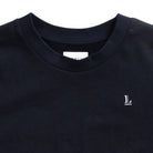 Ledbury Navy Crew Neck Sweatshirt – close up view, relaxed fit cotton sweatshirt