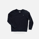 Ledbury Navy Crew Neck Sweatshirt – front view, 100% cotton terry cloth with embroidered L logo