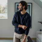Ledbury Navy Crew Neck Sweatshirt – lifestyle view