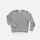 Ledbury Heather Grey Crew Neck Sweatshirt – front view, 100% cotton terry cloth with embroidered L logo