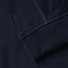 Ledbury Navy Quarter Zip – side view, contrast rib fabric side panel detail