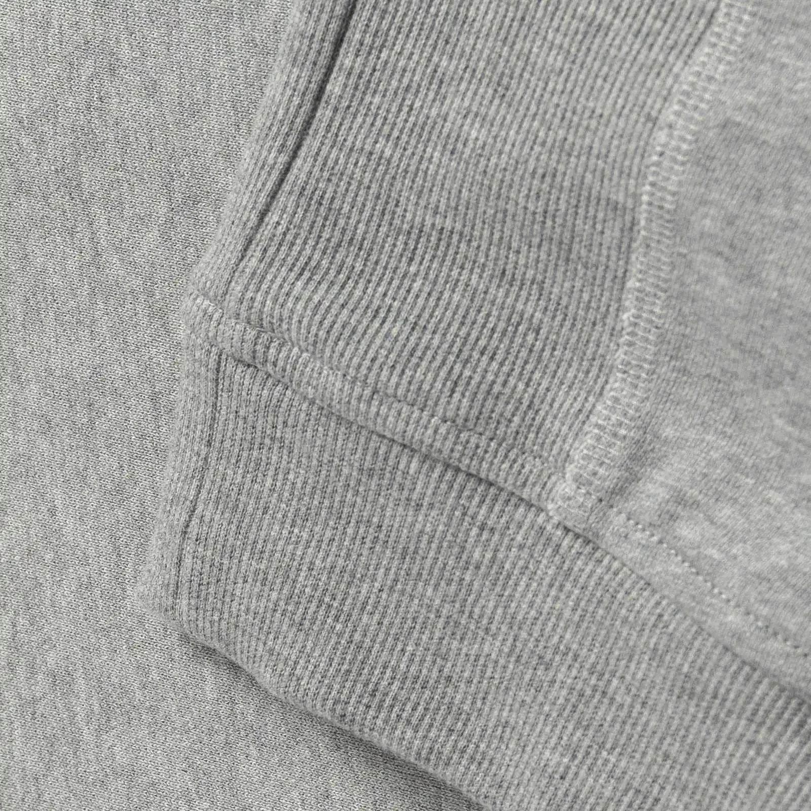 Ledbury Heather Grey Quarter Zip Sweatshirt – pocket detail view, premium cotton terry cloth construction