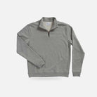 Ledbury Heather Grey Quarter Zip Sweatshirt – front view, 100% cotton terry cloth with contrast rib side panels