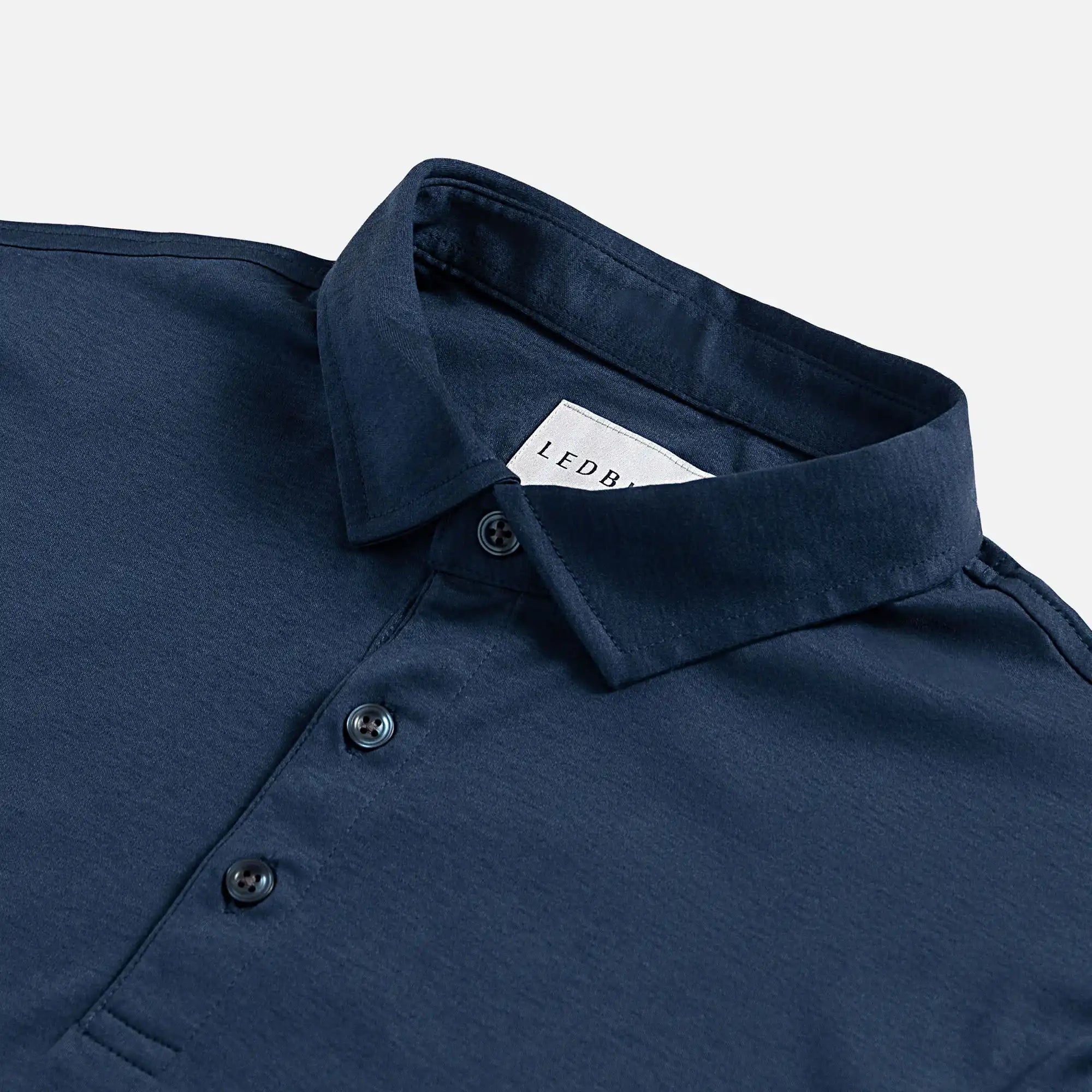 The Navy Blue Collins Knit Polo Custom Polo Custom Polo- Ledbury