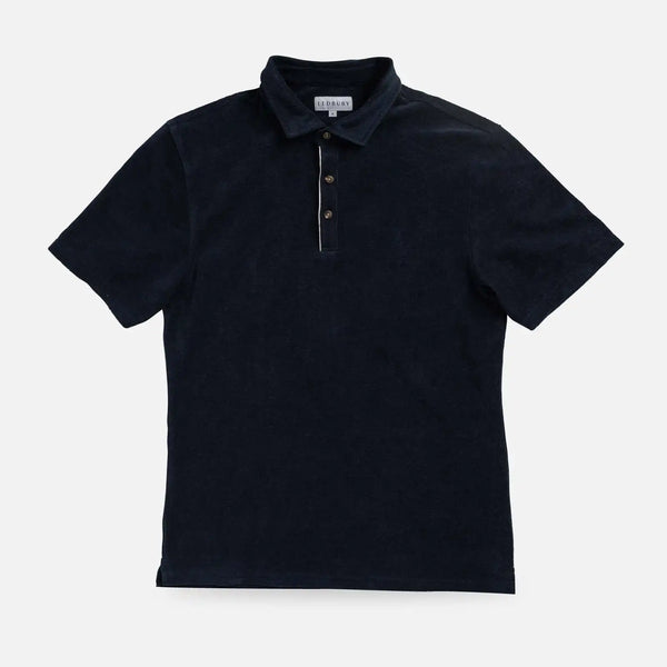 Navy Clancy Terry Cloth Polo – Front View