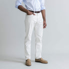 Ledbury Natural Stone Franklin 5 Pocket Custom Pant — side view showing clean lines and tailored silhouette