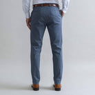 Slate blue chinos detail view - Richmond modern fit cotton