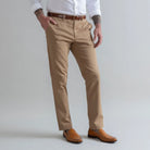 Dark khaki chinos detail view - Richmond modern fit cotton