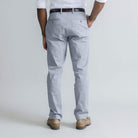Men's slate grey chino pants close-up - Richmond fit tailored style