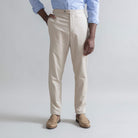 Ledbury Khaki All Season Richmond Dress Chino with Side Tabs Custom Pant — full front view, cotton-linen basket weave, made to order in your choice of waist size and inseam