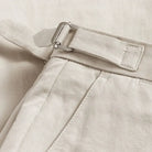 Ledbury Khaki All Season Richmond Dress Chino with Side Tabs Custom Pant — close-up of side tab detail for belt-free fit