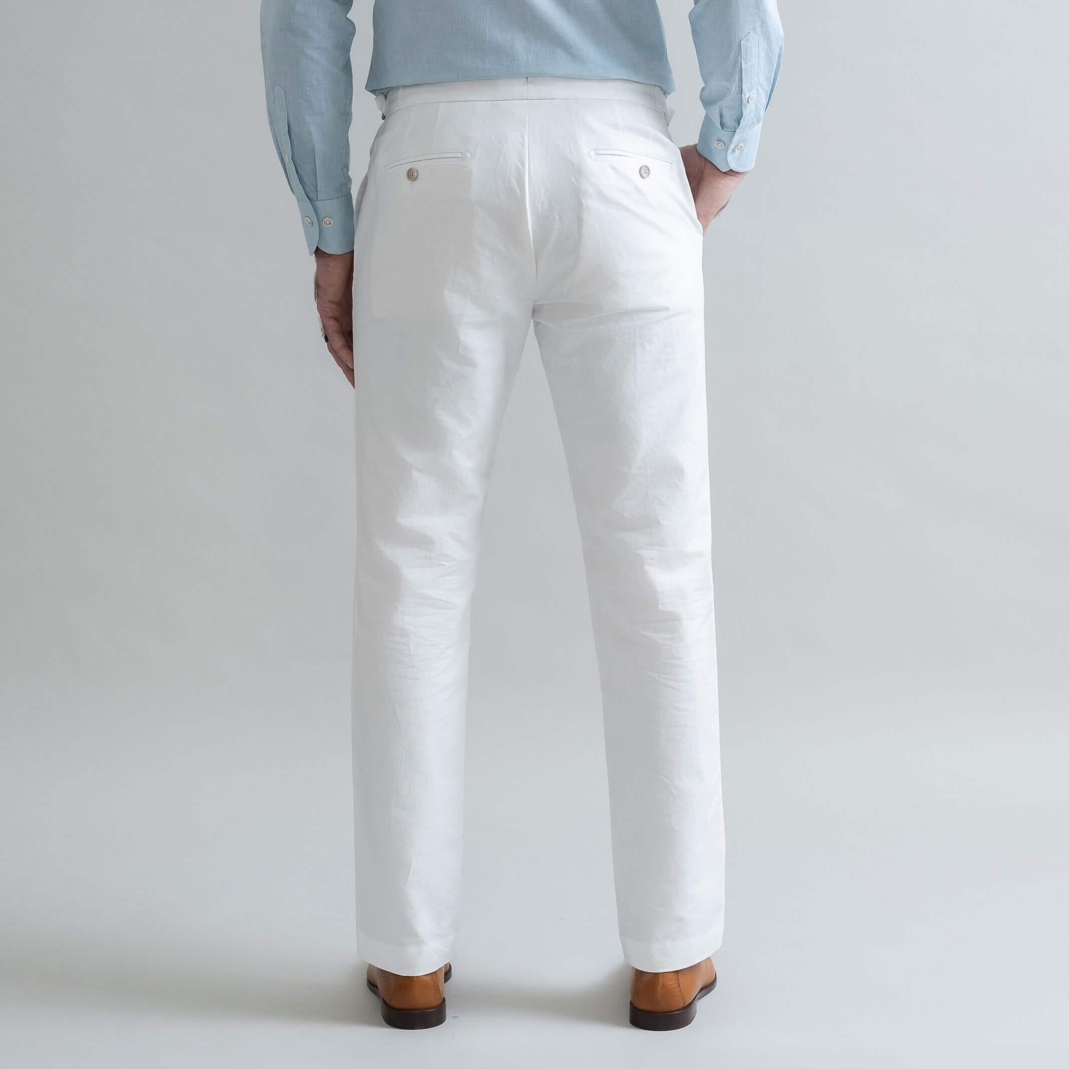 Ledbury Stone All Season Richmond Dress Chino with Side Tabs Custom Pant — back view showing polished dress chino look