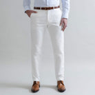 Ledbury Stone All Season Richmond Dress Chino Custom Pant — full front view, cotton-linen basket weave, made to order in your choice of waist size and inseam