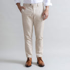Ledbury Khaki All Season Richmond Dress Chino Custom Pant — full front view, cotton-linen basket weave, made to order in your choice of waist size and inseam