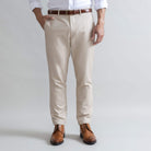 Ledbury Khaki All Season Richmond Dress Chino Custom Pant — styled outfit view showing polished dress chino look